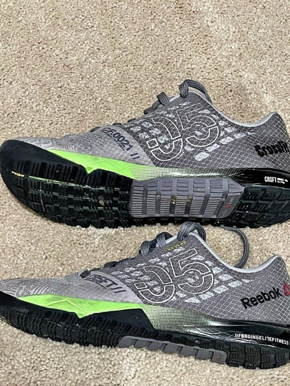 Reebok CrossFit Nano 5 Cross-Training Shoes Gray & Green kids size 4.5